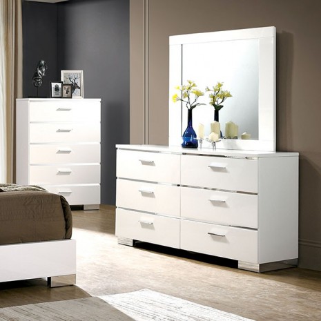 White and chrome dresser discount