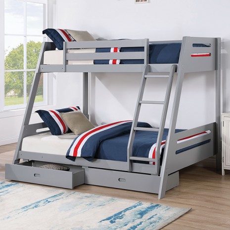 Furniture of America California III Twin Full Bunk Bed Gray