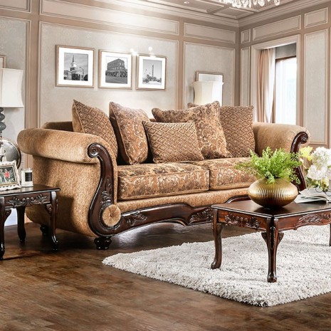 ナ*A様 レオナール　ブラウン　フレア　シルク　絹100 Furniture of America | Nicanor | Sofa