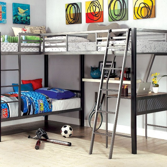 Furniture Of America Ballarat Triple Twin Bunk Bed With Desk - Thumbnail 4