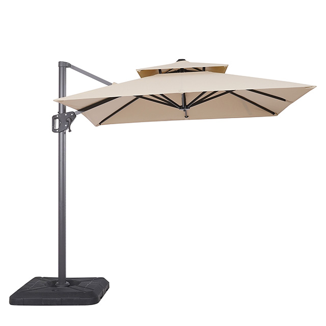 Furniture of America Fida 8 Ft Square Umbrella w/ Double Top + 37" Large Base