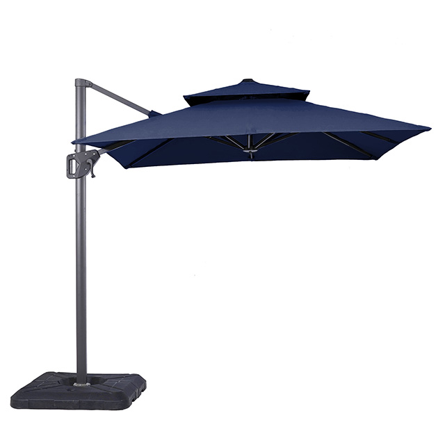 Furniture of America Fida 8 Ft Square Umbrella w/ Double Top + 37" Large Base