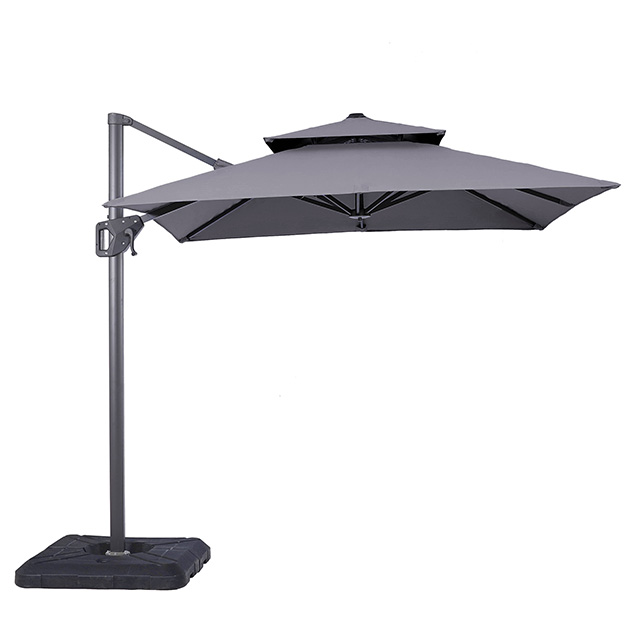 Furniture of America Fida 8 Ft Square Umbrella w/ Double Top + 37" Large Base