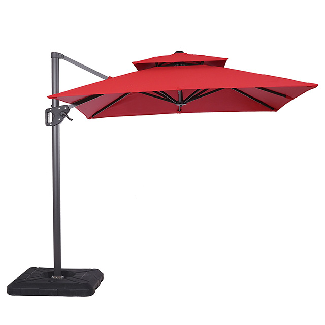 Furniture of America Fida 8 Ft Square Umbrella w/ Double Top + 37" Large Base