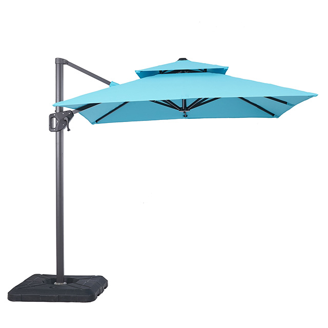 Furniture of America Fida 8 Ft Square Umbrella w/ Double Top + 37" Large Base